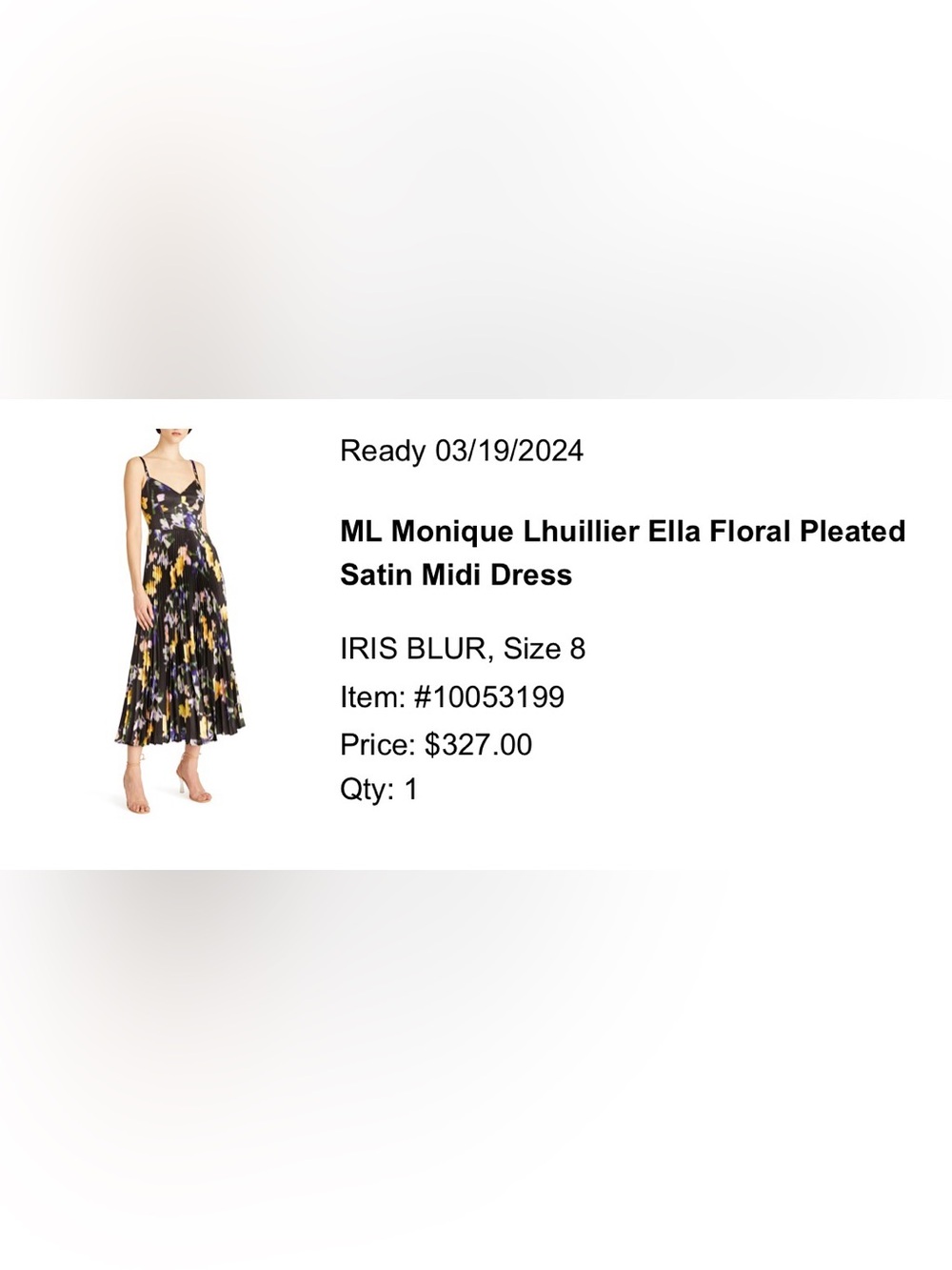 Monique Lhuillier Black Floral Pleated Midi Dress, Size 8